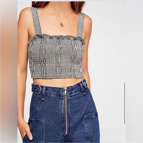 Free People Smocked Cropped Tank Top - Picture 1 of 10